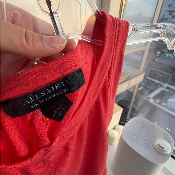 AllSaints Red Ribbed Tank Top - Women's Sleeveless Crop - Picture 4 of 4
